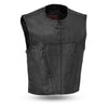 Mens The Raceway Black Lightweight Perforated Seasonal Leather Motorcycle Vest
