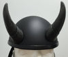 Silver Motorcycle Helmet Bull Horns