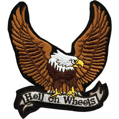 Large Motorcycle Vest Patch With Eagle "Hell on Wheels" 8.5" x 8.5"