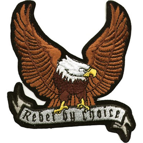 Large Motorcycle Vest Patch With Eagle "Rebel by Choice" 8.5" x 8.5"