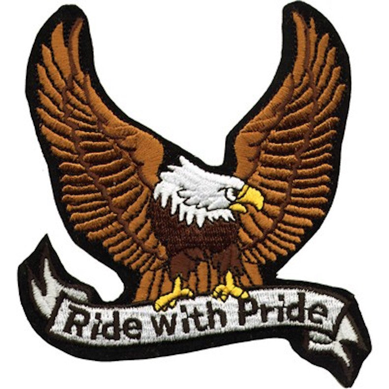 Large Motorcycle Vest Patch With Eagle "Ride with Pride" 8.5" x 8.5"