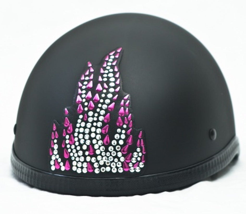 Pink Flame Rhinestone Helmet Patch