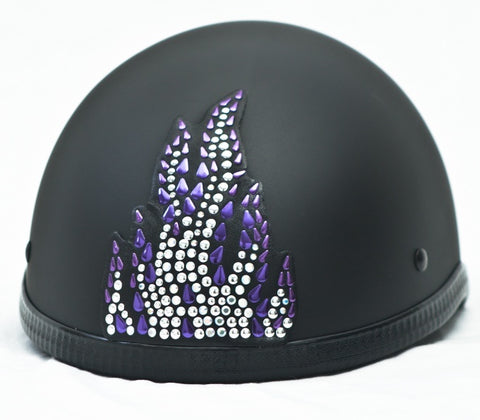 Purple Flame Rhinestone Motorcycle Helmet Patch