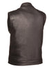 Sharp Shooter Mens Black Naked Leather Motorcycle Vest with Concealed Snaps