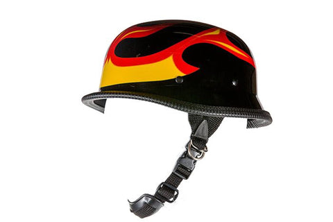 Shiny German Style Novelty Motorcycle Helmet With Flame Graphic