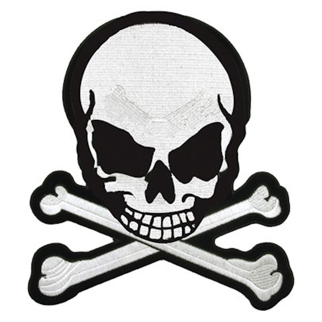 Skull And Crossbones Large Motorcycle Vest Patch 8" x 7"