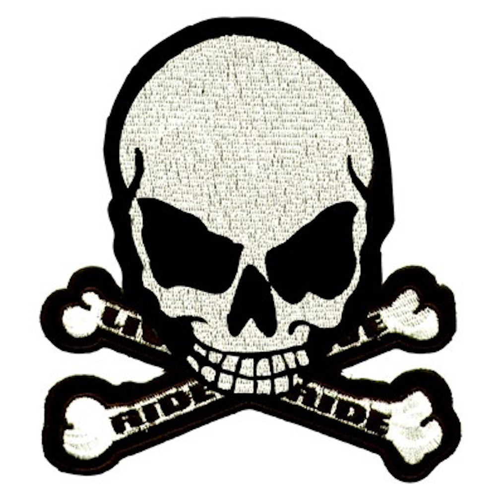 Skull And Crossbones "Ride to Live, Live to Ride" Large Motorcycle Vest Patch 8" x 7"