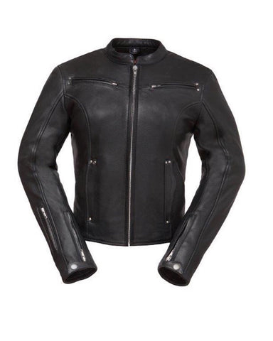 Speed Queen Women's Black Naked Leather Vented Motorcycle Jacket Mandarin Collar