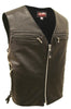Mens Made in USA The Elite Motorcycle Leather Vest Side Laces