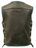 Mens Made in USA The Elite Motorcycle Leather Vest Royal Green/Black Braiding