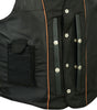 Men's Traditional Solid Back Panel Concealed Carry Motorcycle Vest