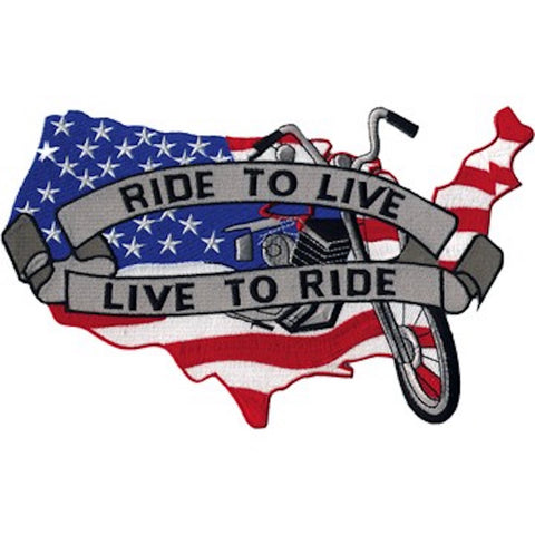 United States Country Map "Ride to Live, Live to Ride" Motorcycle Patch