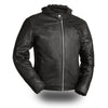 Urban Style Crossover Naked Leather Motorcycle Jacket Removable Hood Gun Pockets