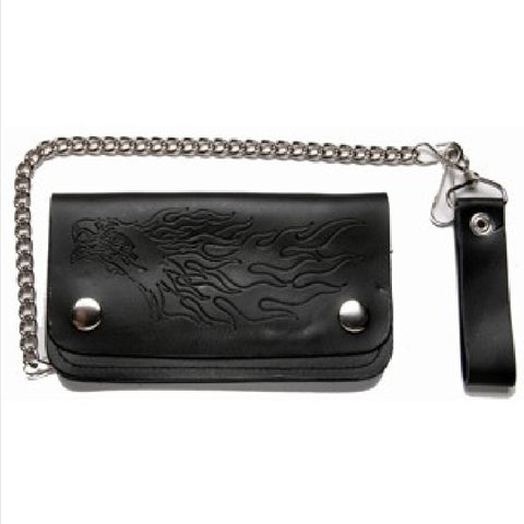 Black Leather Bifold Wallet with Eagle