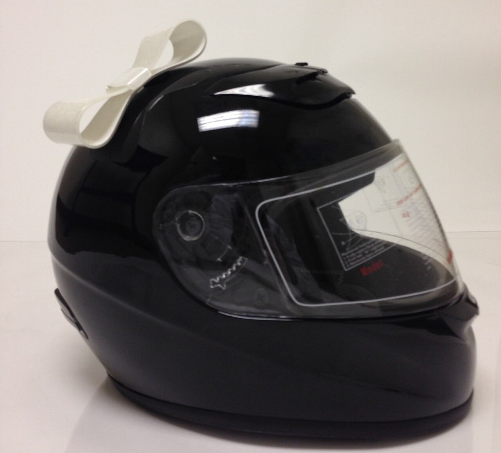 White Motorcycle Helmet Bow