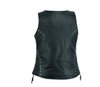 Women’s Black V Neck Motorcycle Vest with Lacing