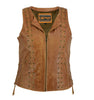 Women’s Black V Neck Motorcycle Vest with Lacing