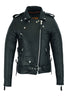 Women's Classic Naked Leather Motorcycle Jacket With Gun Pockets Side Laces
