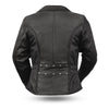 Women's Allure Black Leather Hourglass Fit Motorcycle Jacket With Braid Trim