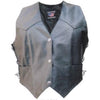 Women's Basic Black Lambskin Leather Motorcycle Vest With Side Laces
