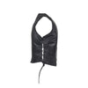 Women's Black Lambskin Leather Motorcycle Vest With Side Laces