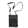 Women's Black Naked Leather Belt Bag with Studs and Fringe 8.5" x 6.5"