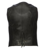 Women's Black Or Tan Lambskin Leather Motorcycle Vest With V-Neck Zippered Front