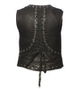Women's Black Sheepskin Leather Motorcycle Vest With Rivet And Corset Back Detailing