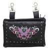Women's Naked Cowhide Leather Purple or Pink Butterfly Belt Bag 8.5" x 5.5"
