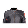 Women's Leather Motorcycle Jacket Orange Stripes Front/Back Vents