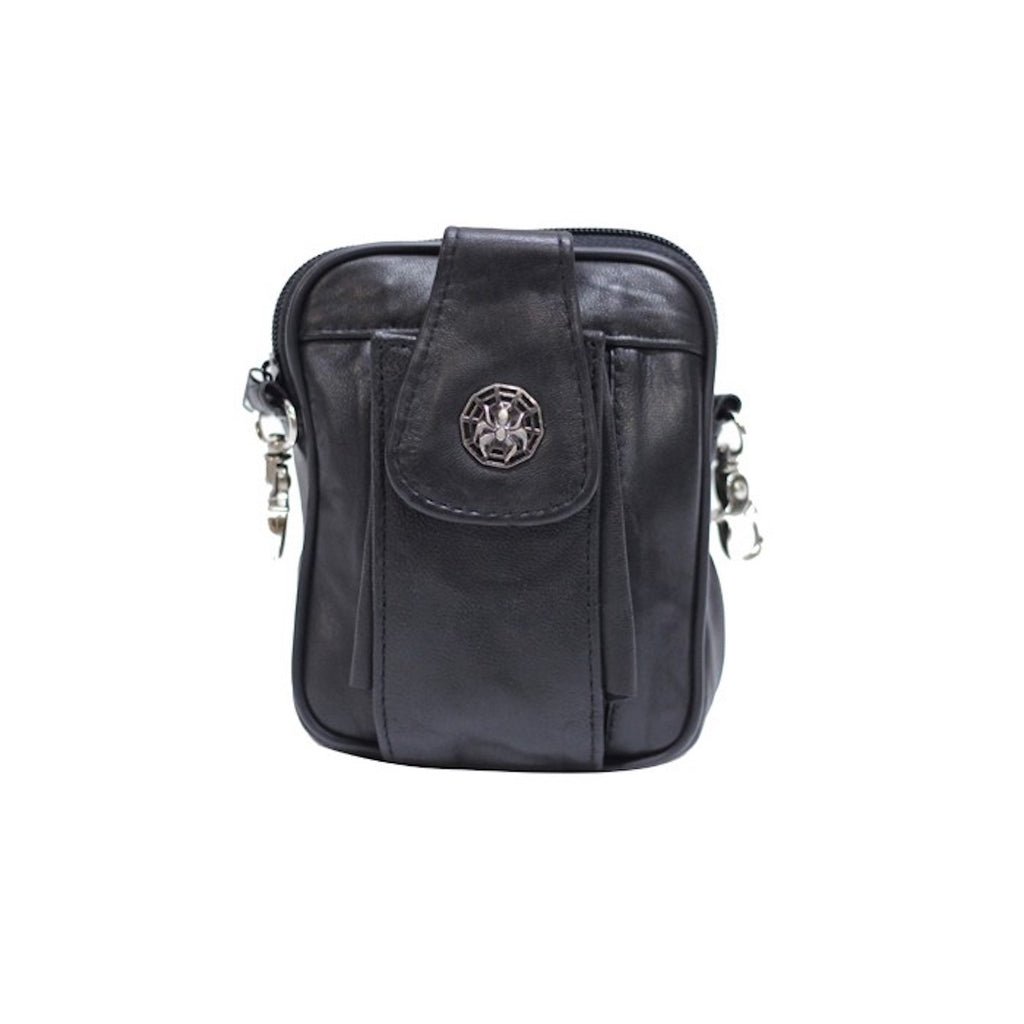 Women's Shoulder Carry Bag with Spider and Web Pin