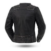 Women's Vented Leather Motorcycle Jacket Asymmeterical With Concealed Carry Pockets