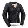 Women's Vented Leather Motorcycle Jacket Asymmeterical With Concealed Carry Pockets