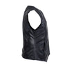 Womens Plain Black Leather Motorcycle Vest with Zippered Front