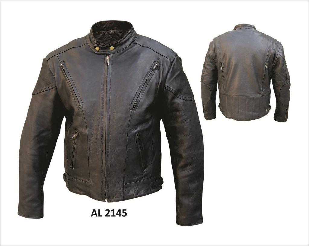 Women's Classic Black Naked Leather Motorcycle Jacket Front and Back Vents