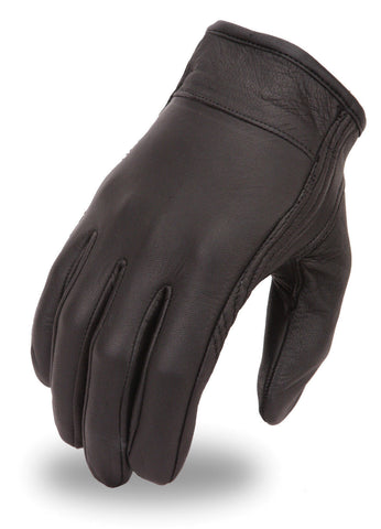 Mens Leather Cruising Motorcycle Gloves With Gel Palm