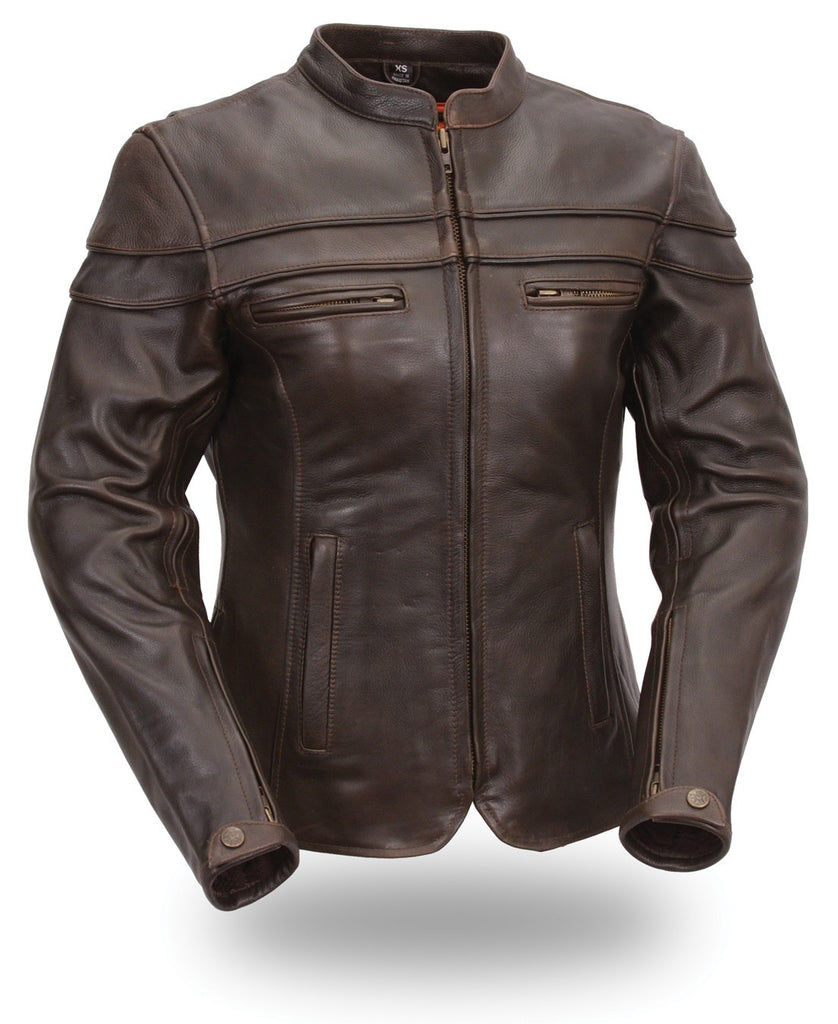 The Maiden Womens Black or Brown Soft Leather Touring Stylish Motorcycle Jacket