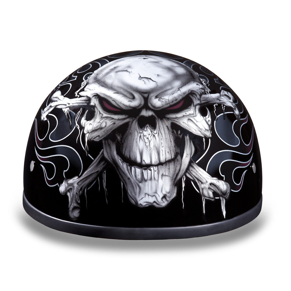 Daytona D.O.T Skull Cap Motorcycle Helmet Cross Bones