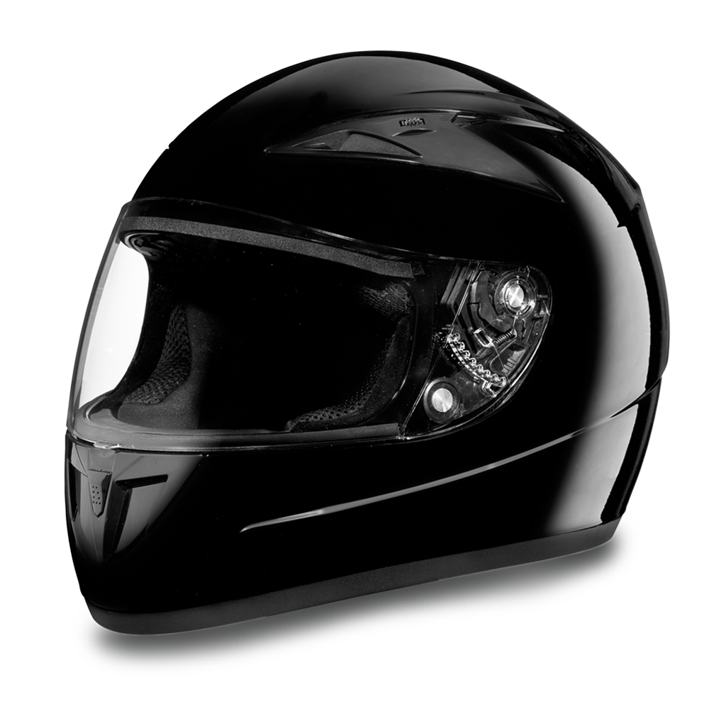 Daytona DOT Shadow Full Face Vented Motorcycle Helmet High Gloss Black